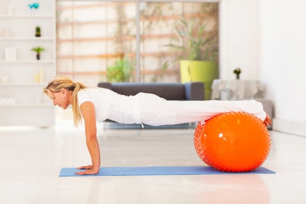 Push-up on an exercise ball