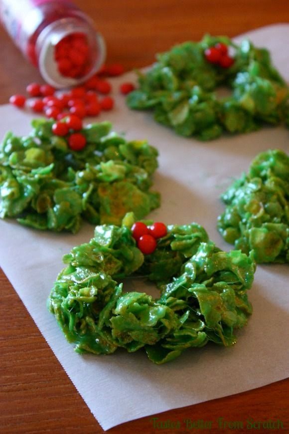 Green Christmas cornflake wreaths