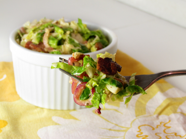 paleo brussels sprout and bacon coleslaw