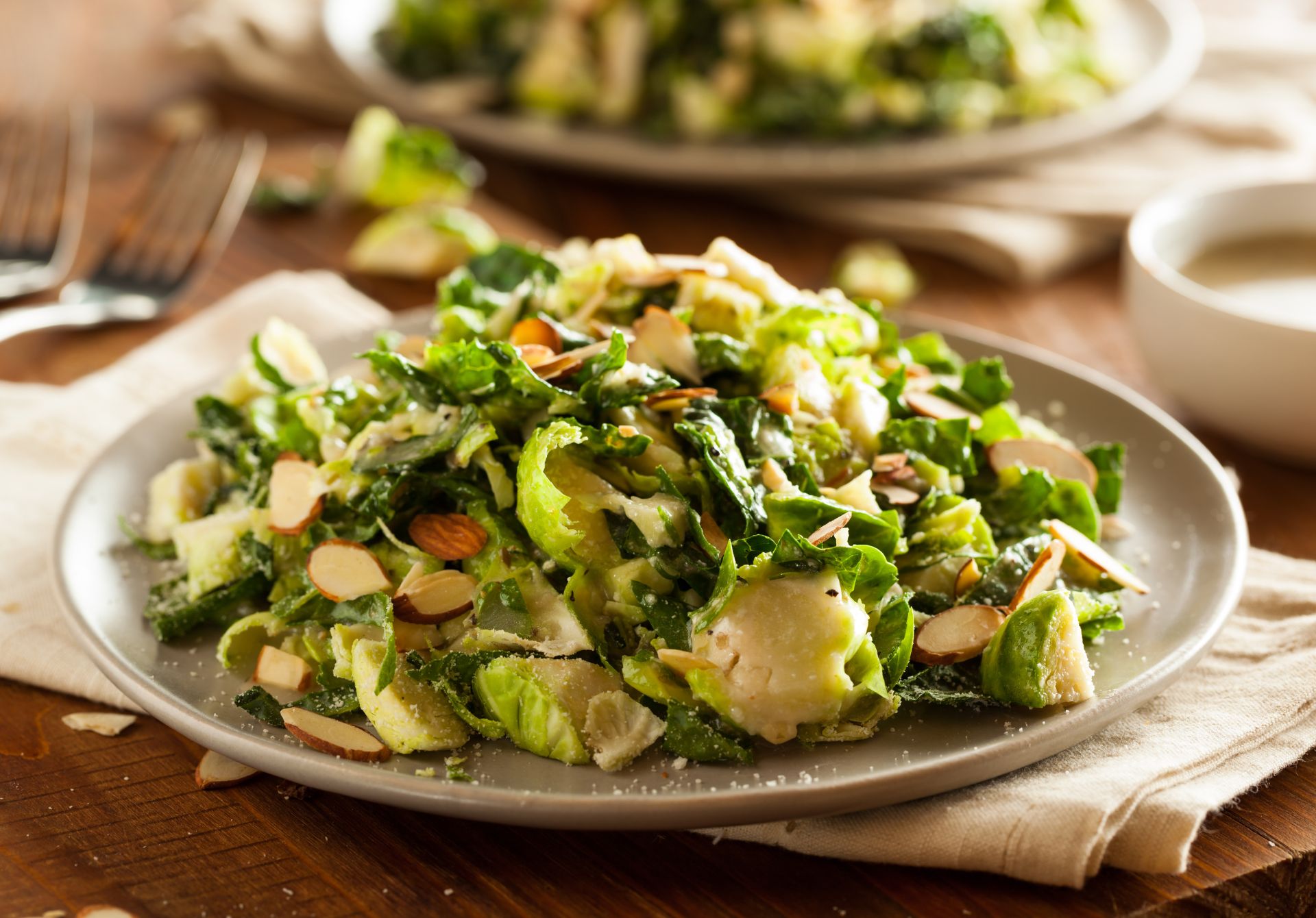 Shaved Brussels Sprouts Salad with Apples and Pecans