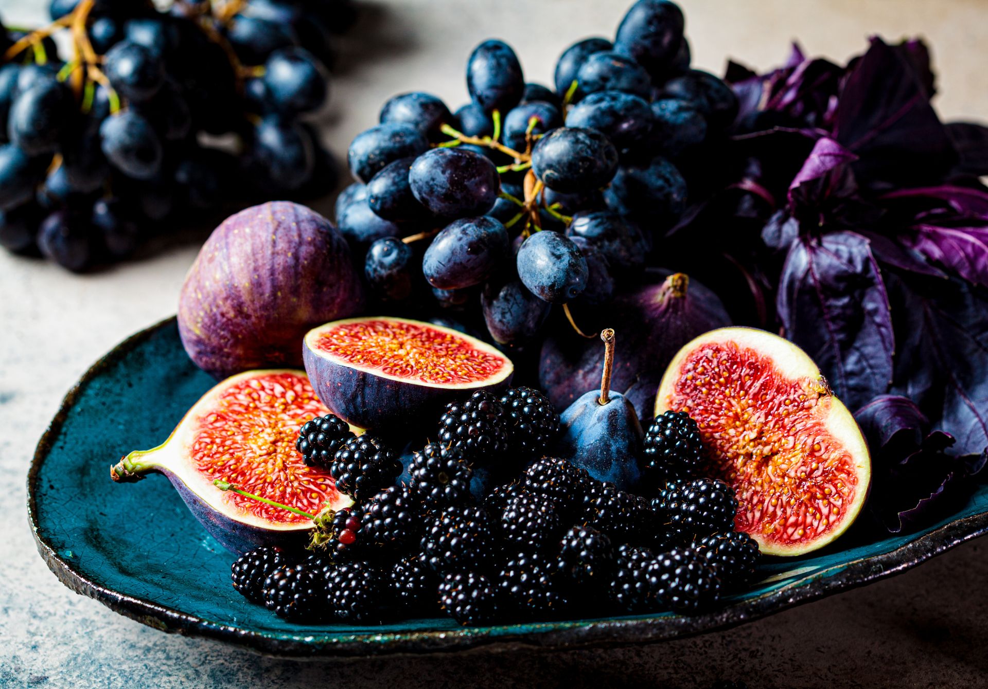 Purple and blue fruits